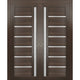 Interior Double Pocket Doors|Frosted Glass|Quadro 4088 Chocolate Ash 36x84