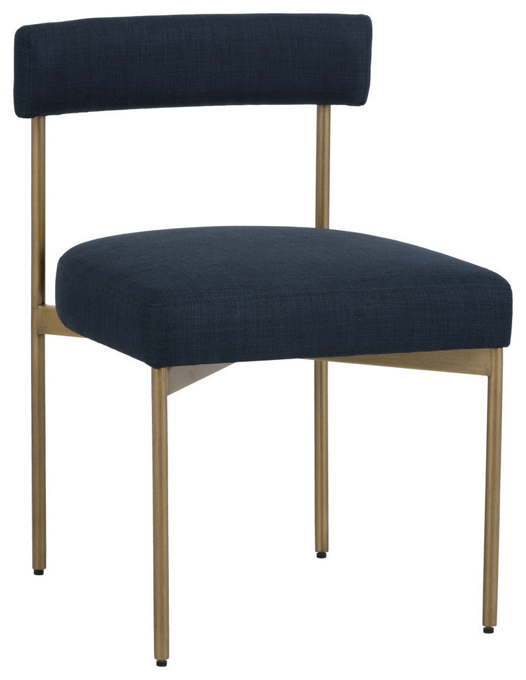Seneca Dining Chair, Antique Brass, Arena Navy, Set of 2