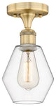 Cindyrella-1 Light 6" Semi-Flush Mount-Brushed Brass, Clear Glass Shade