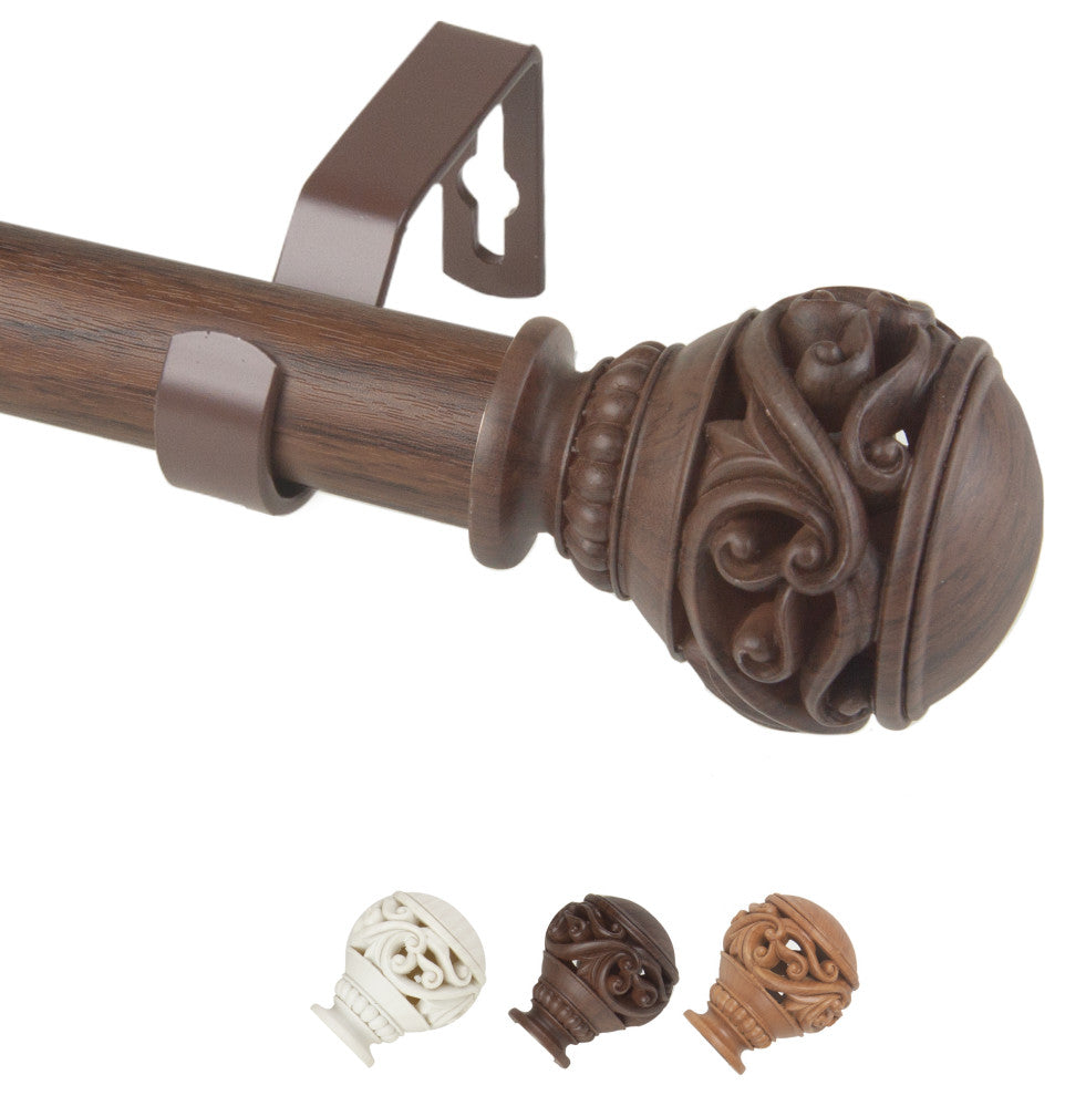 Reed 1" Diameter Curtain Rod, Dark Walnut, 170-240"