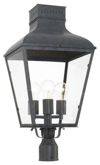 Crystorama DUM-9808-GE, 3-Light Outdoor Lantern Post, Graphite