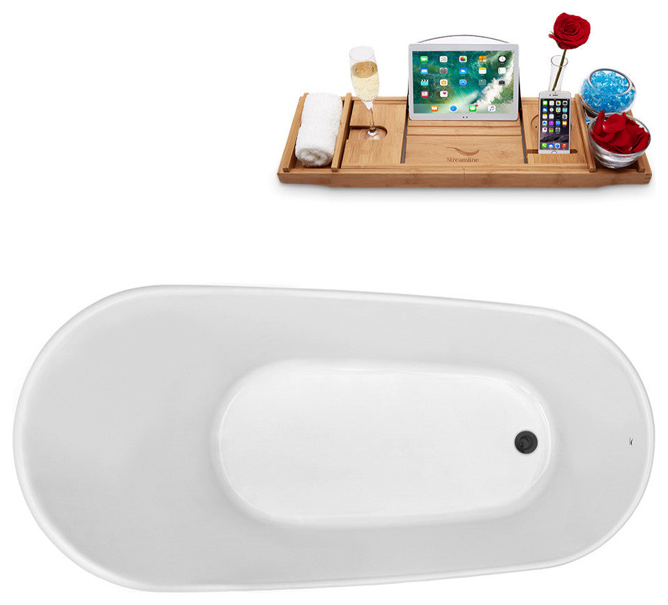 55" Streamline N1760-IN-BGM Freestanding Tub and Tray With Internal Drain