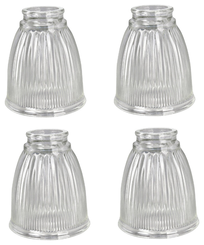Aspen Creative 23025-4 Replacement Bell Shaped Clear Ribbed Glass Shade 4 Pack