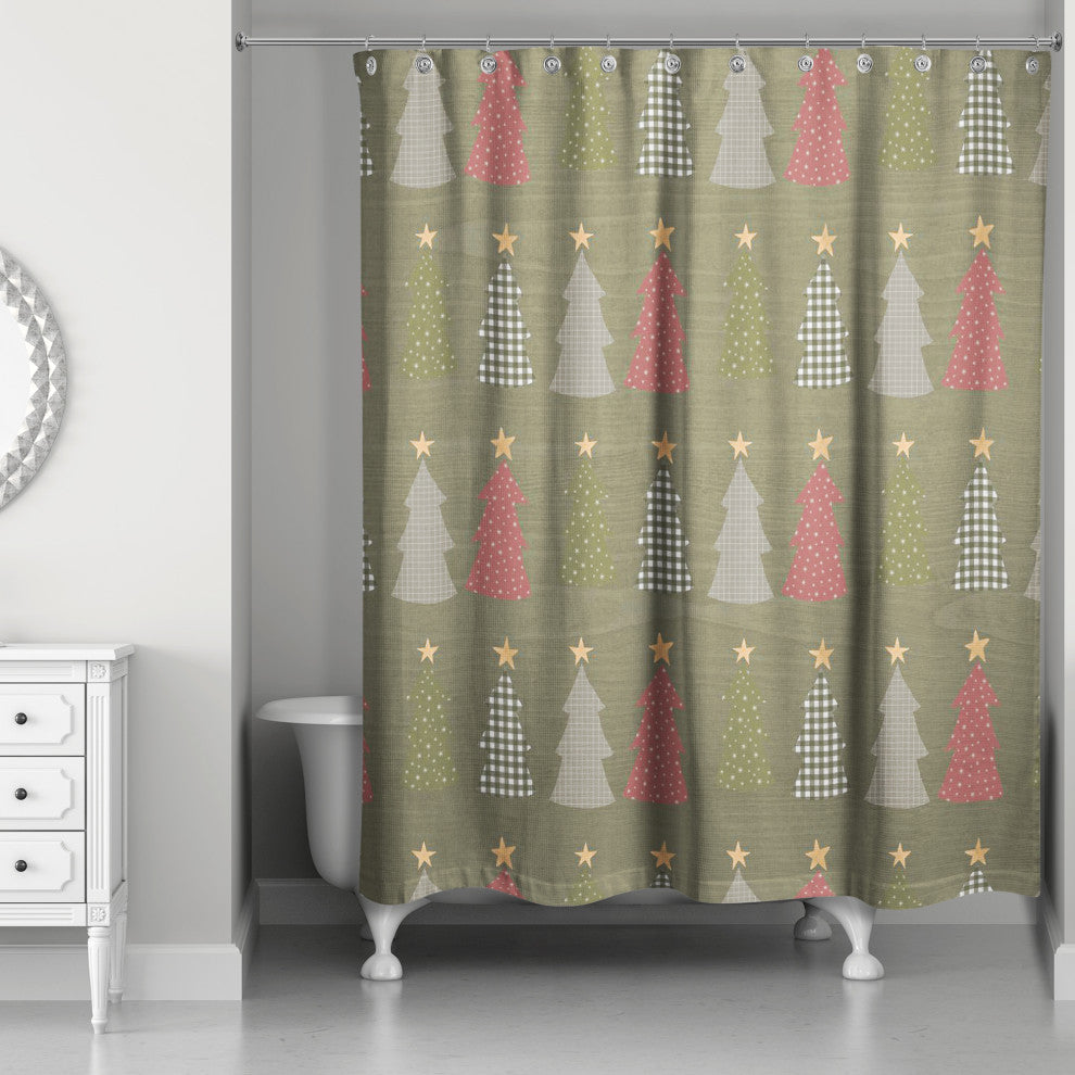 Green Tree Pattern 71x74 Shower Curtain