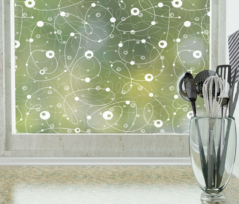 Atomic Retro Privacy Window Film, Non-Adhesive, Standard, 36"x48"