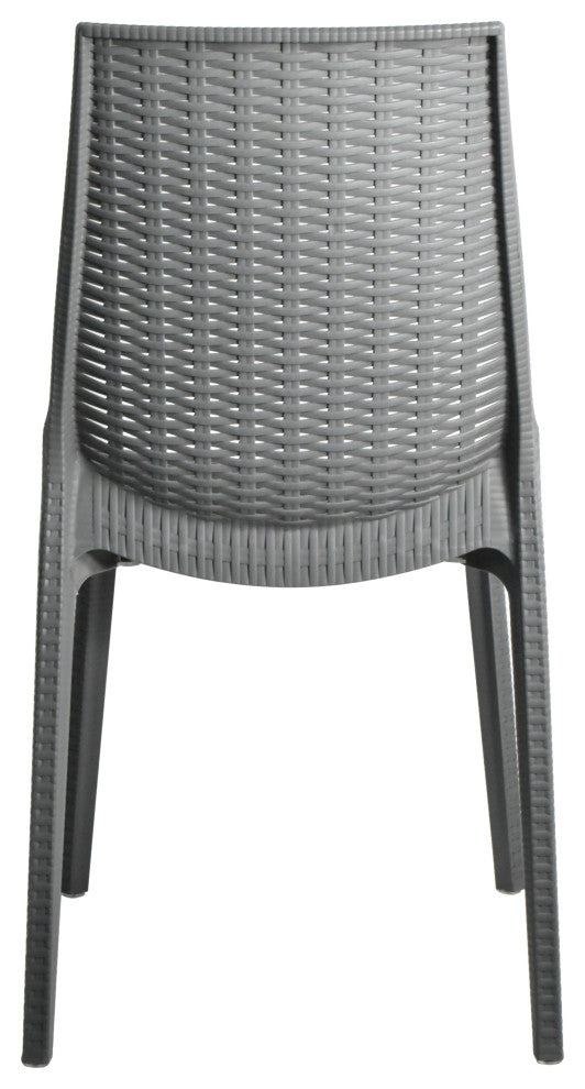 LeisureMod Kent Modern Stackable Outdoor Dining Chair, Gray