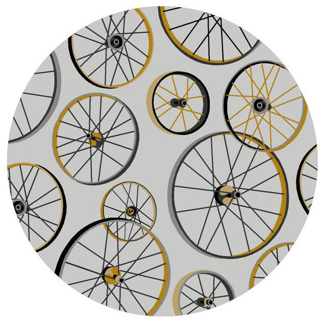 Sonesta 2035 Gray Wheels In Motion Rug, 7'6" Round