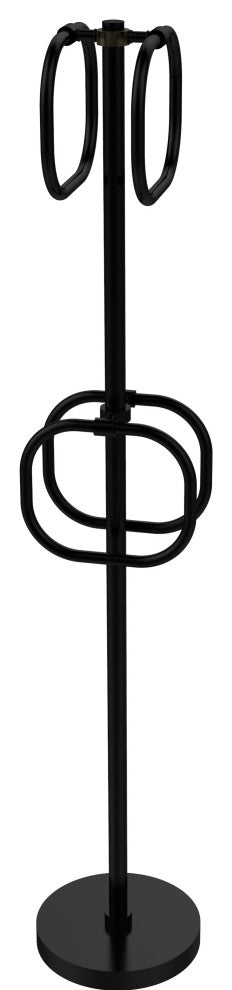 Towel Stand with 4 Integrated Towel Rings, Matte Black