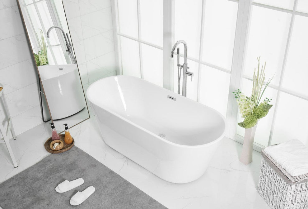 Owen 65" Soaking Roll Top Bathtub, Glossy White