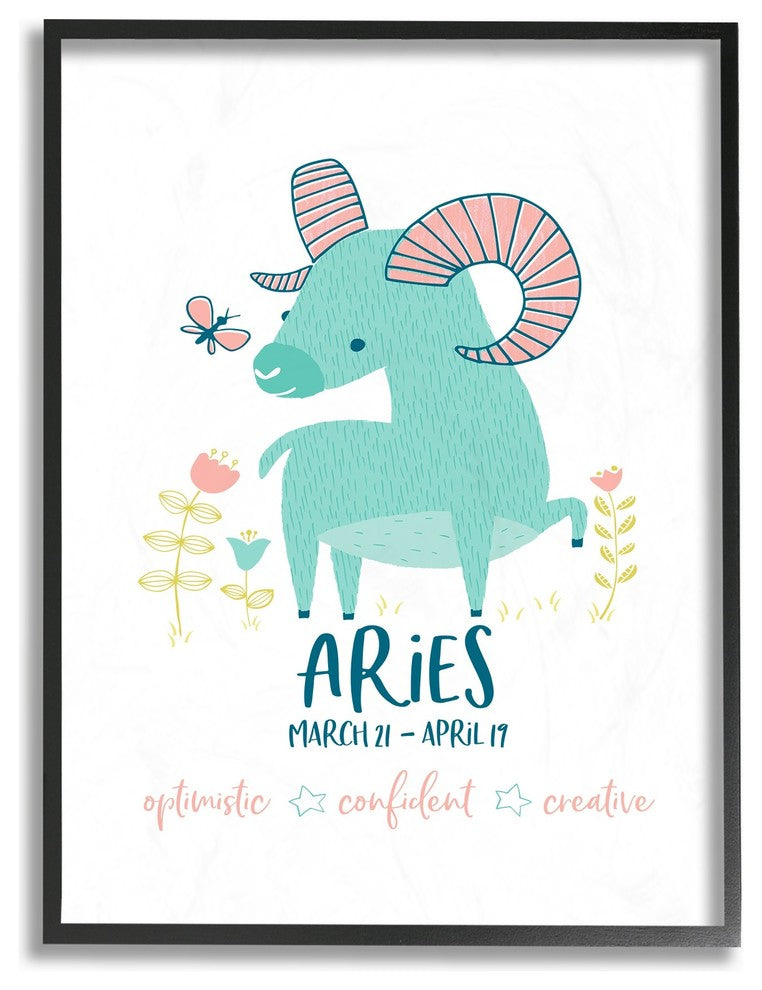 The Kids Room Fun Modern Zodiac Aries Ram Framed Giclee Art, 16"x20"
