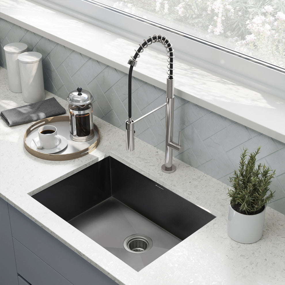 Plaisir 27"x19" Stainless Steel, Undermount Kitchen Sink, Black