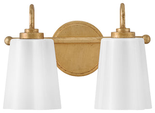 Lark Honey Small Two Light Vanity, Distressed Brass