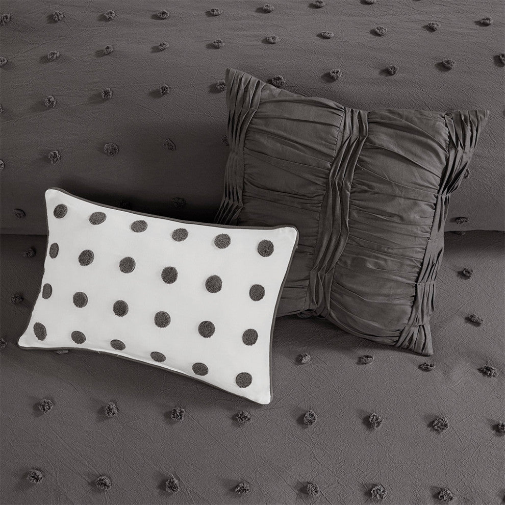 Urban Habitat Brooklyn Pom-Pom 7-Piece Duvet Cover Set, Grey