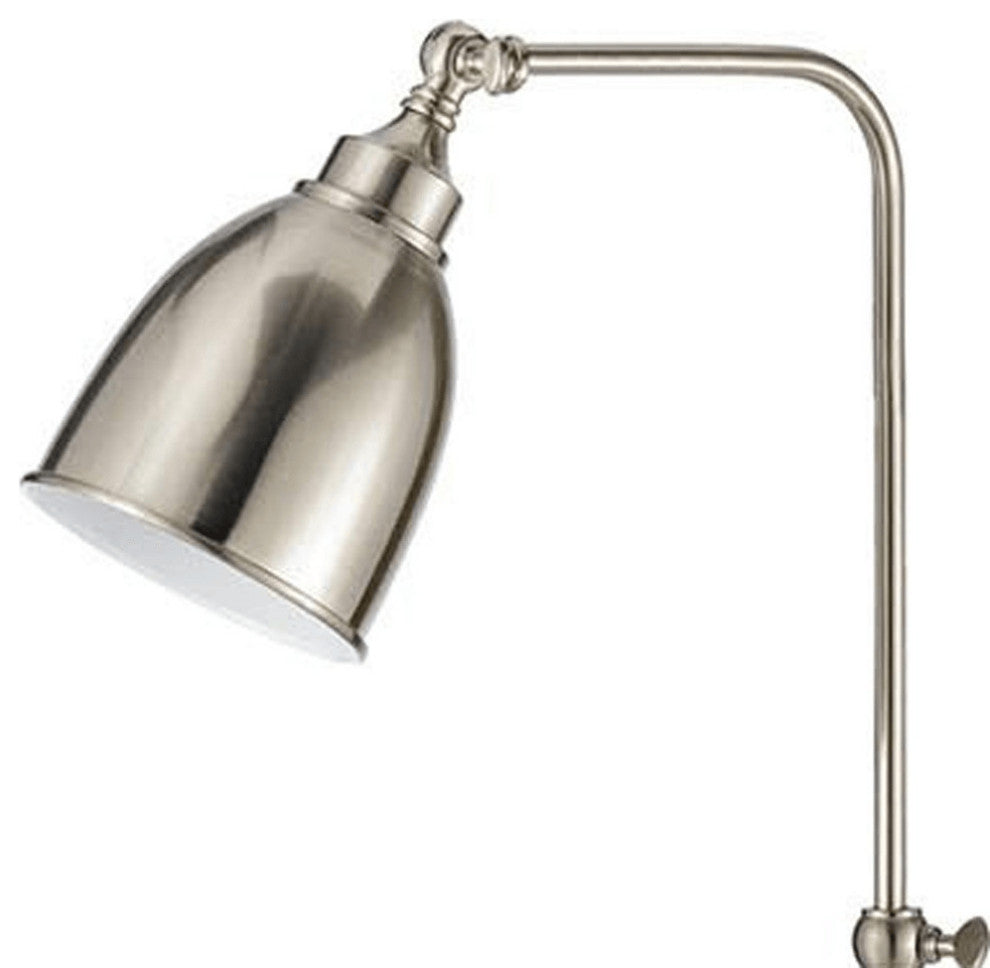 62" Nickel Adjustable Traditional Shaped Floor Lamp With Nickel Dome Shade
