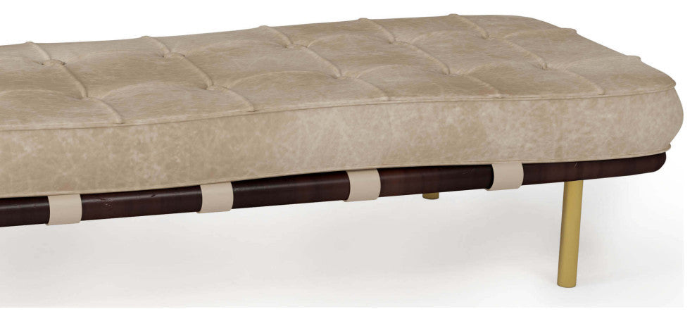 Tufted Gallery Bench, Cappuccino