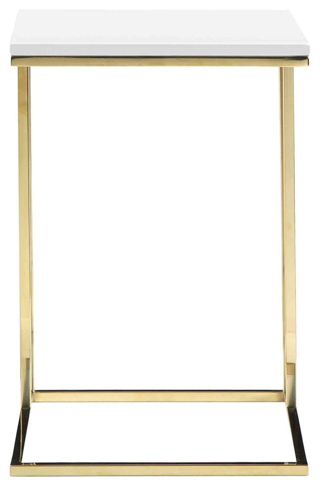 Gold Smash Tray Table, White