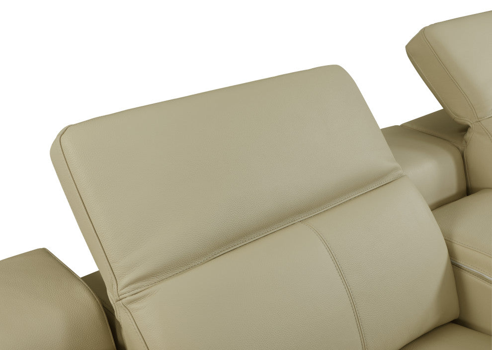 Federico 7-Piece L-Shaped Top Grain Italian Leather Sectional-4 Power Recliners, Beige