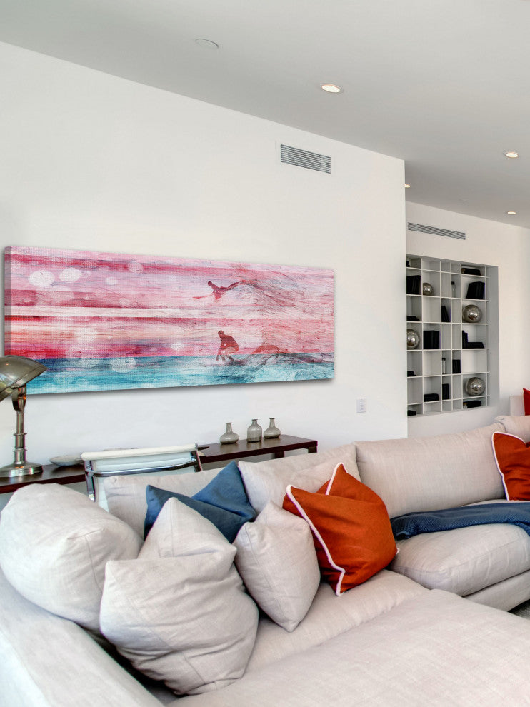 "Riding Waves" Print on Canvas, 30"x10"