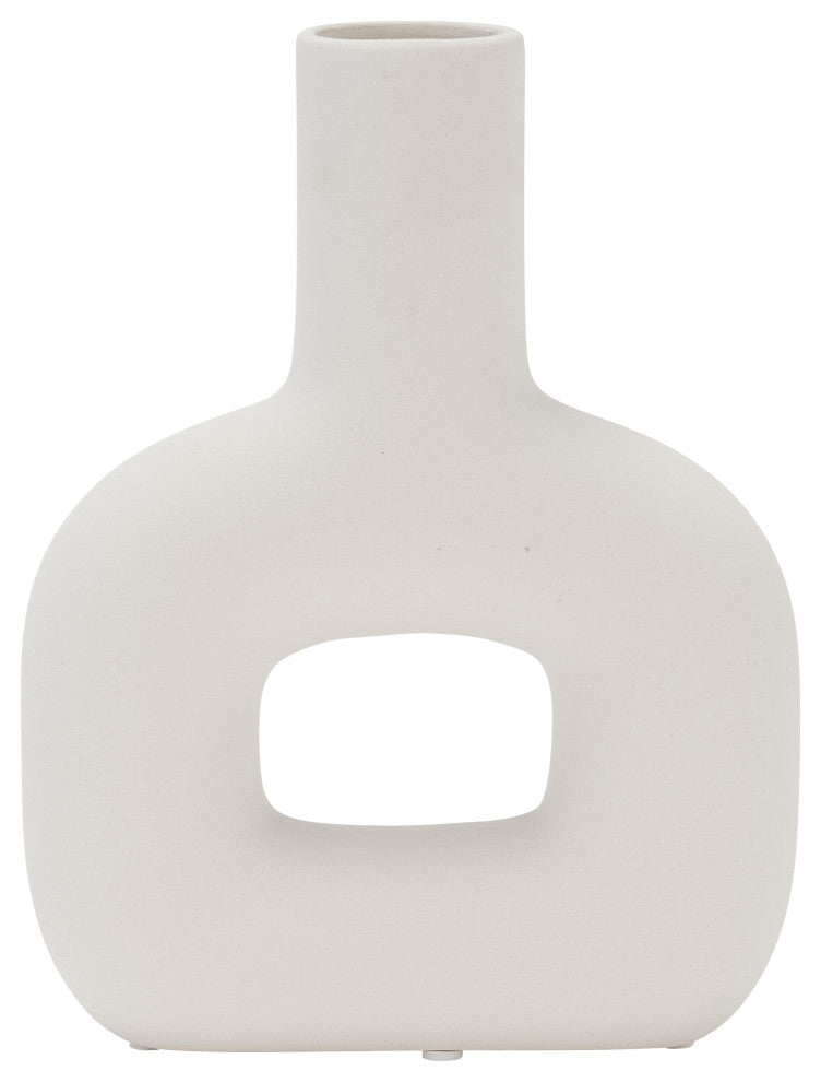 Dol, 8" Open Cut Vase, White