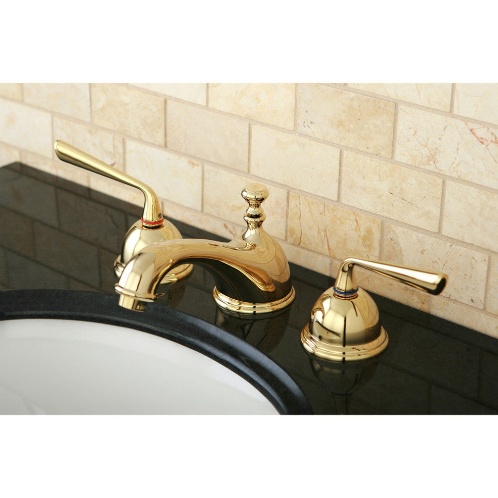 Kingston Brass Widespread Bathroom Faucet With Brass Pop-Up, Polished Brass