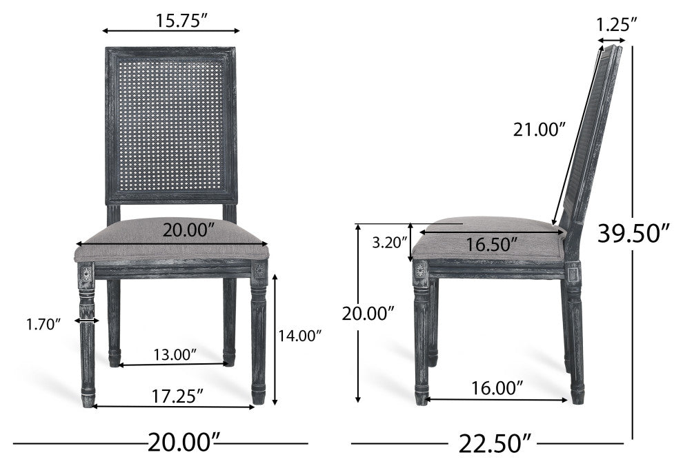 Brownell French Country Wood and Cane 5-Piece Expandable Oval Dining Set, Gray/Gray