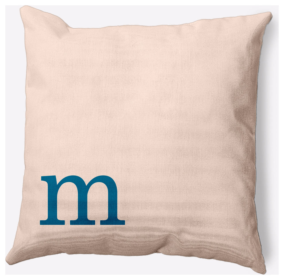 20" x 20" Modern Monogram Indoor/Outdoor Polyester Throw Pillow, Autumn Blue