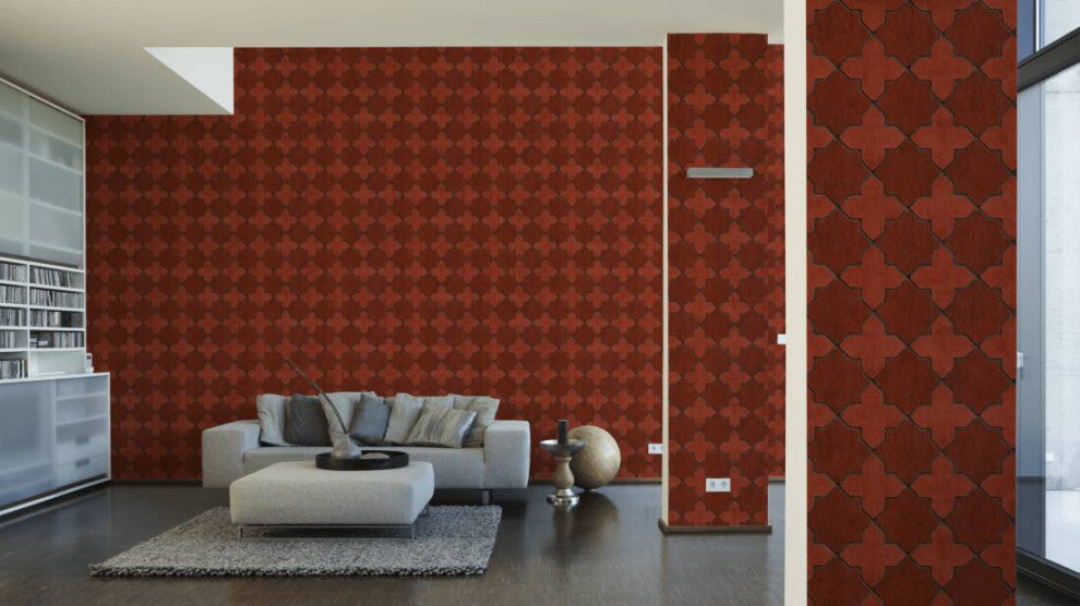 Sample, Mosaic Textured Wallpaper Featuring Star Shaped Tile, 374211