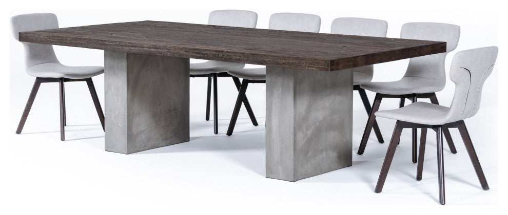 Modrest Renzo Modern Oak and Concrete Dining Table 94"