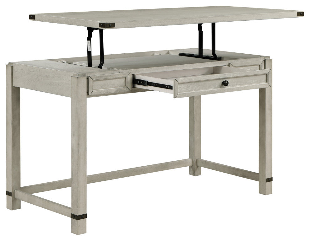 Baton Rouge 48" Work Smart Sit-to-Stand Lift Desk in Brushed Walnut Finish, Champagne Oak