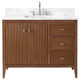 Vanity Art Freestanding Vanity, Walnut, 42", Single Sink, Brushed Nickel