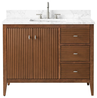 Vanity Art Freestanding Vanity, Walnut, 42", Single Sink, Brushed Nickel