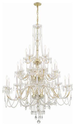 Traditional Crystal 25-Light Polished Brass Chandelier