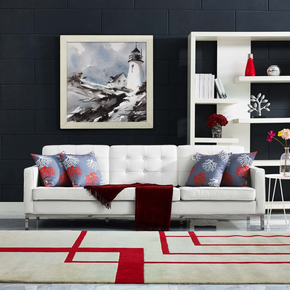 Cream White Loft Leather Sofa