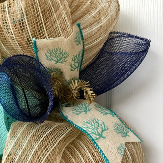 Beach Rules Deco Mesh Handmade Wreath