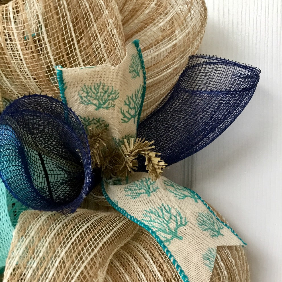 Beach Rules Deco Mesh Handmade Wreath