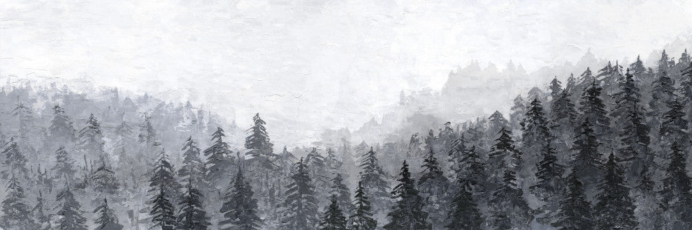 "Winter Pine Trees" Painting Print on Wrapped Canvas, 45x15