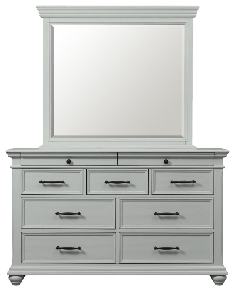 Picket House Furnishings Brooks 9-Drawer Dresser with Mirror in Grey