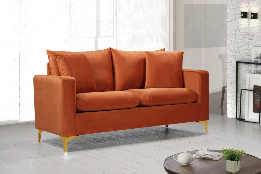Naomi Velvet Upholstered Loveseat, Cognac