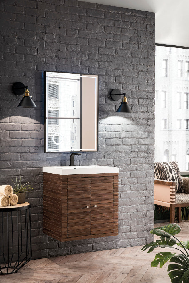 Linden 24" MC Walnut Vanity, White