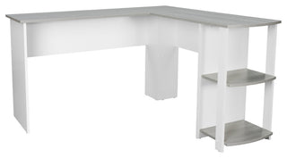 Techni Mobili Modern L-Shaped Desk with Side Shelves, Grey