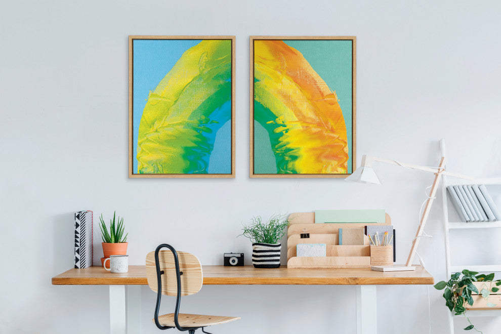 Sylvie Sorbet Framed Canvas by Mentoring Positives, Natural 2 Piece 18x24