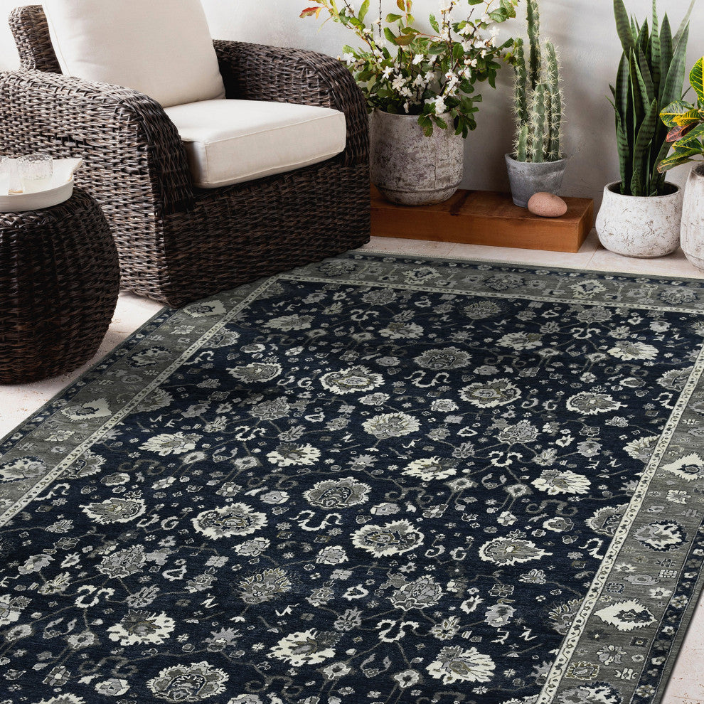 Nuit Arabe Lodi Area Rug, Blue, 9' x 12', Bordered