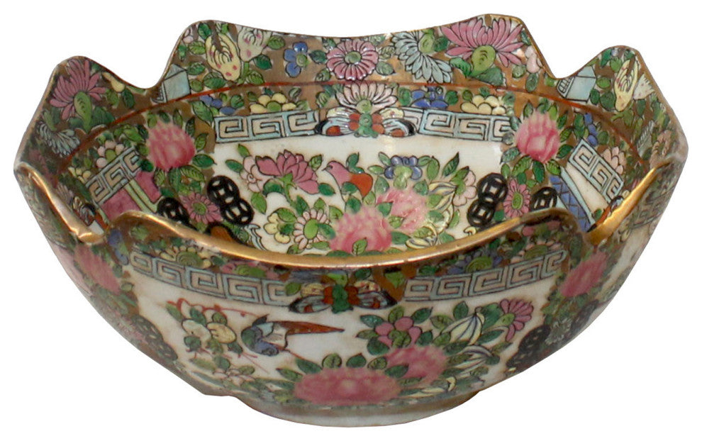 Chinese Oriental Porcelain People Scenery Bowl Container Decor Hws787