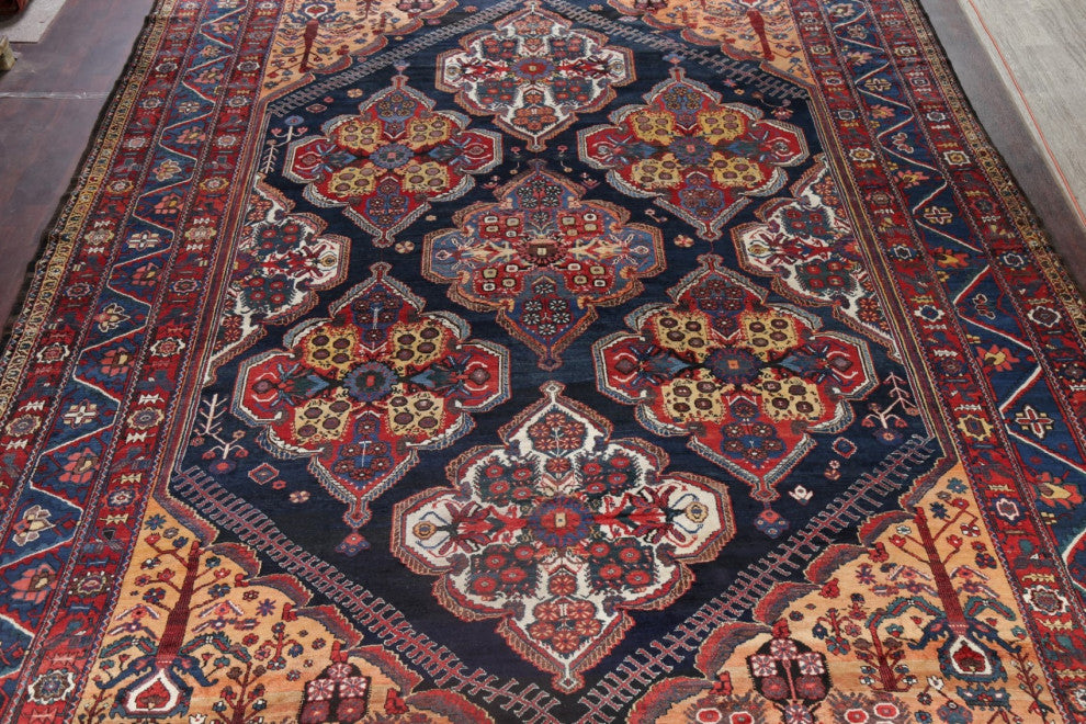 Consigned, Traditional Antique Oriental Handmade Persian Area Rug, Blue, 12x18