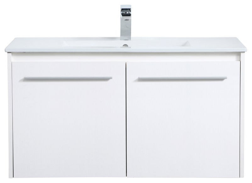Single Bathroom Floating Vanity, White, 36"