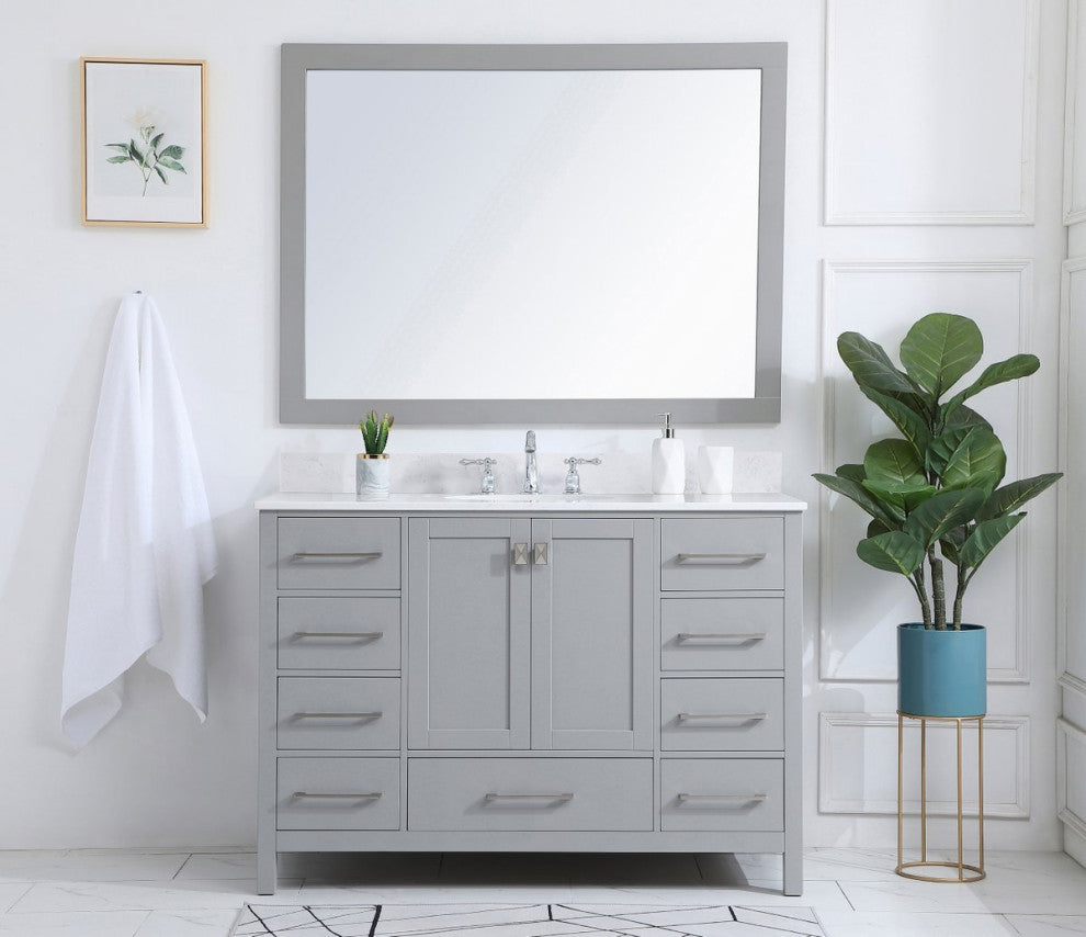 Iris 48" Single Bathroom Vanity, Gray With Backsplash