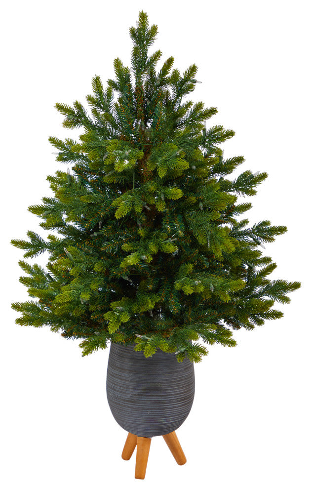 3.5' North Carolina Fir Faux Xmas Tree W/Lights & 563 Bendable Branches