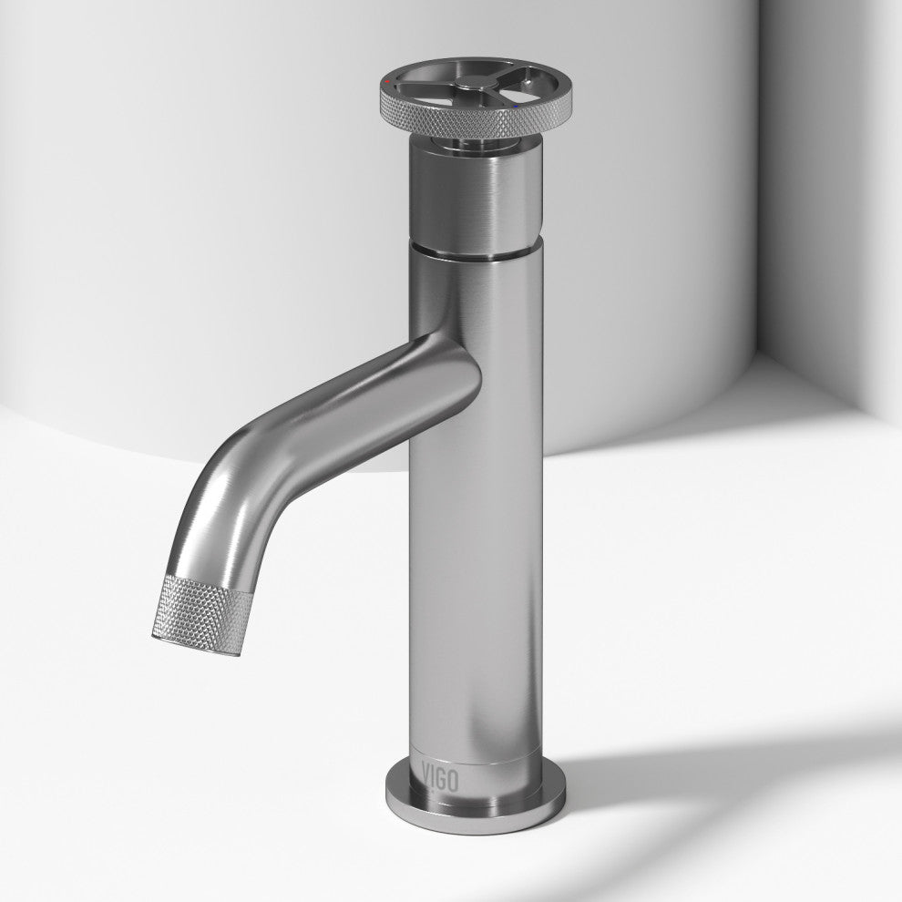 VIGO Cass 8" H Single Handle Single Hole Bathroom Faucet, Brushed Nickel, Without Extras