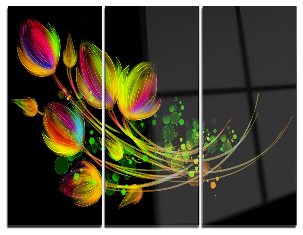 "Bright Bouquet" Digital Metal Wall Art, 3 Panels, 36"x28"