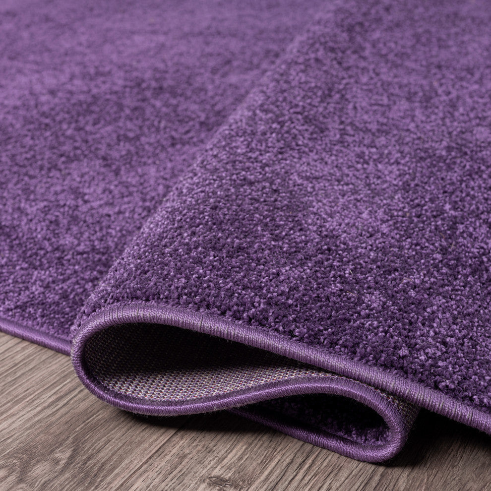 Haze Solid Low-Pile Runner Rug, Purple, 5' Round